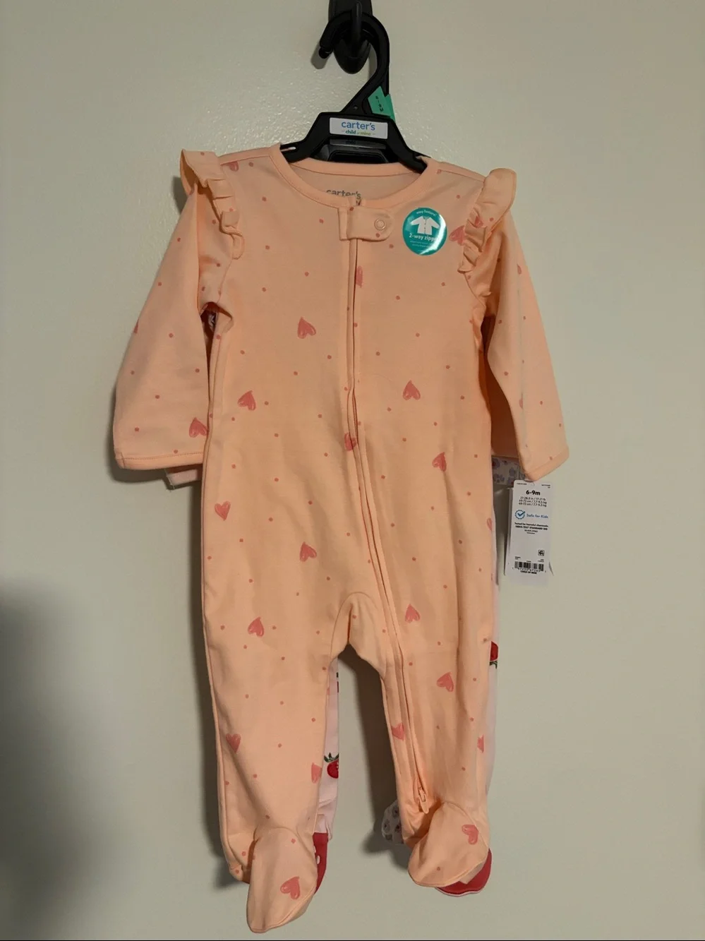 Carter's Peach & Floral Baby Girls 3-Pack Footed One-Pieces
